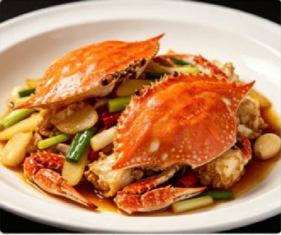 潮汕食府菜单菜品：M18 姜葱花蟹（活） Live Flower Crab with Ginger and Scallion