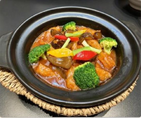 潮汕食府菜单菜品：Y5 猪脚筋焖海参 Braised Sea Cucumber with Pork Tendon