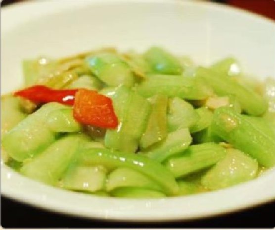 潮汕食府菜单菜品：H4 冬菜炒丝瓜 Luffa with Preserved Cabbage
